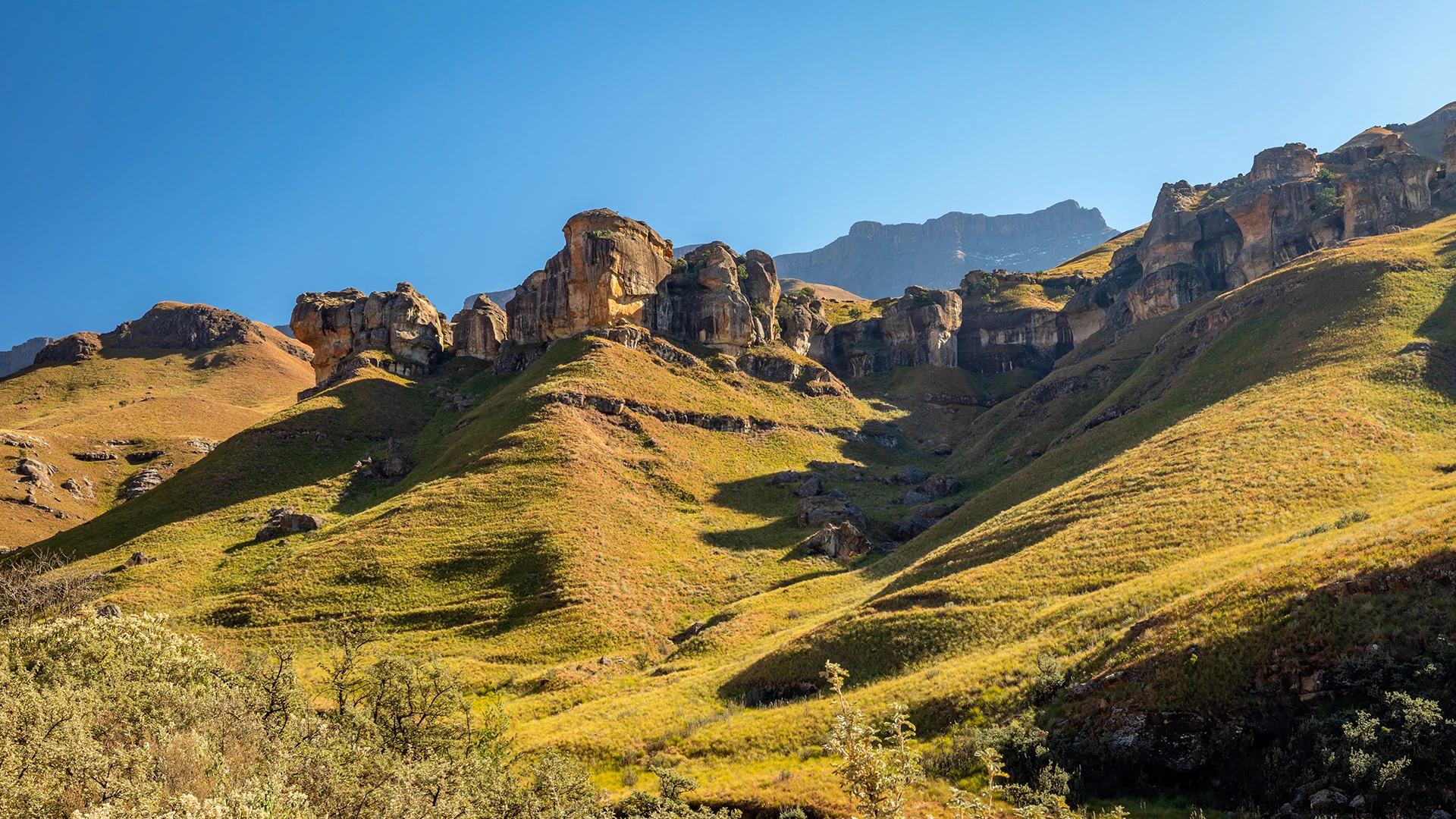 Hutten op hooggelegen vlakte